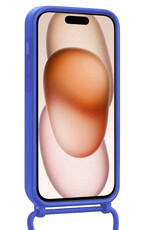 Nomfy Nomfy iPhone 14 Pro Hoesje Pashouder met Koord Met Screenprotector - Fel Blauw