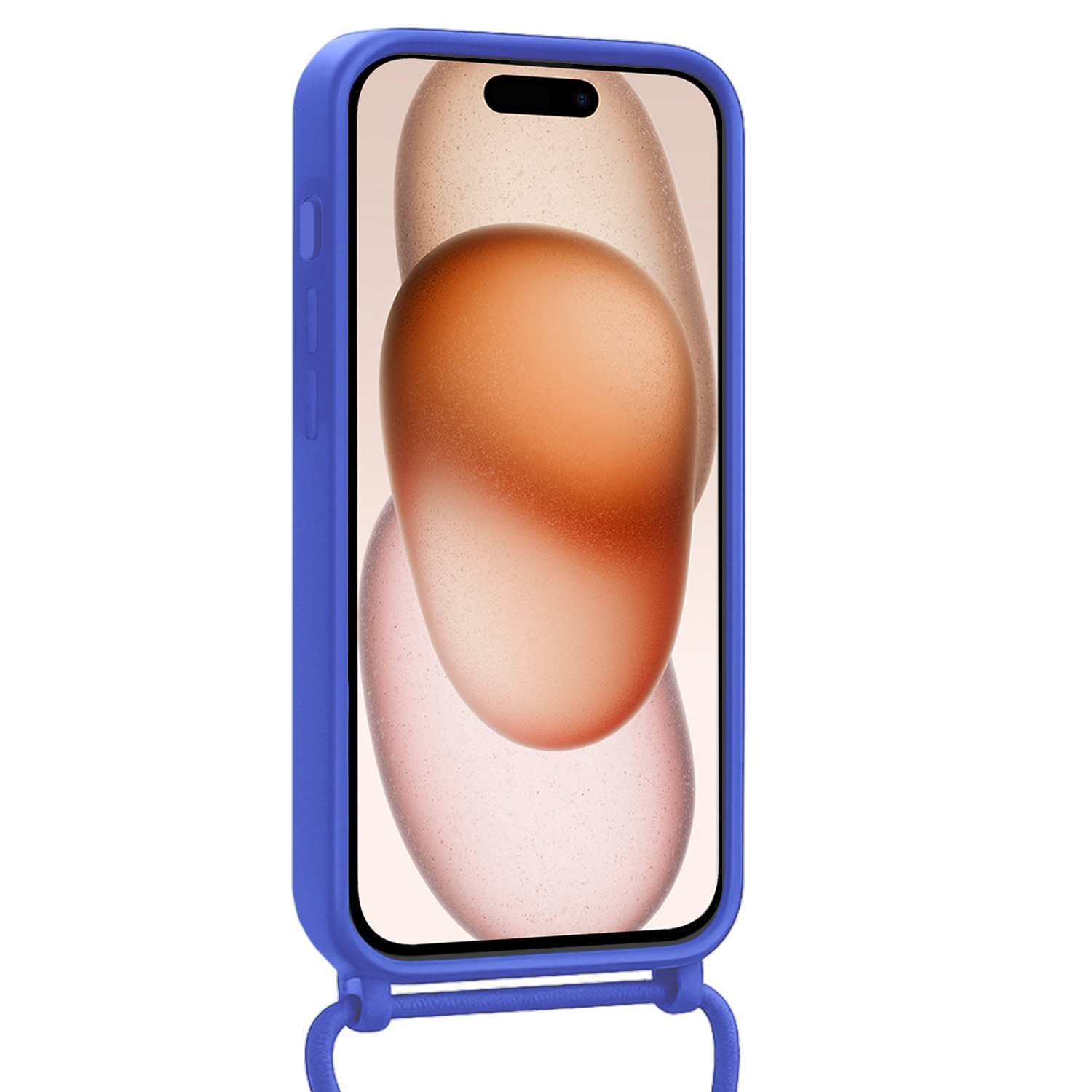 Nomfy Nomfy iPhone 14 Pro Hoesje Pashouder met Koord Met Screenprotector - Fel Blauw