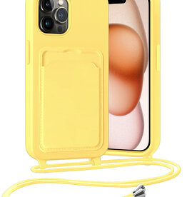 Nomfy Nomfy iPhone 14 Pro Hoesje Pashouder met Koord - Geel