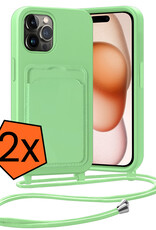 Nomfy Nomfy iPhone 14 Pro Hoesje Pashouder met Koord - Groen - 2 PACK