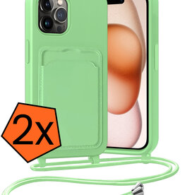 Nomfy Nomfy iPhone 14 Pro Hoesje Pashouder met Koord - Groen - 2 PACK