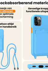 Nomfy Nomfy iPhone 14 Pro Hoesje Pashouder met Koord - Lichtblauw