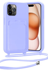 Nomfy Nomfy iPhone 14 Pro Hoesje Pashouder met Koord - Lila