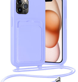 Nomfy Nomfy iPhone 14 Pro Hoesje Pashouder met Koord - Lila