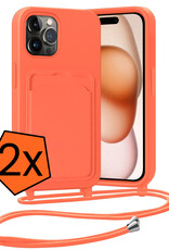 Nomfy Nomfy iPhone 14 Pro Hoesje Pashouder met Koord - Papaya - 2 PACK
