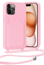 Nomfy Nomfy iPhone 14 Pro Max Hoesje Pashouder met Koord - Lichtroze