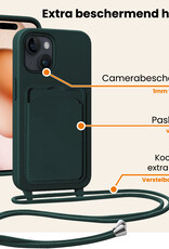 Nomfy Nomfy iPhone 15 Plus Hoesje Pashouder met Koord - Donkergroen - 2 PACK