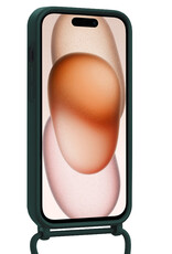 Nomfy Nomfy iPhone 15 Plus Hoesje Pashouder met Koord - Donkergroen - 2 PACK