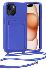 Nomfy Nomfy iPhone 15 Plus Hoesje Pashouder met Koord - Fel Blauw