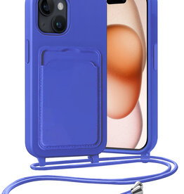 Nomfy Nomfy iPhone 15 Plus Hoesje Pashouder met Koord - Fel Blauw