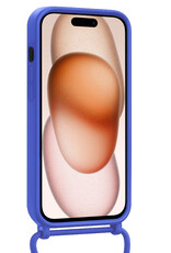 Nomfy Nomfy iPhone 15 Plus Hoesje Pashouder met Koord Met Screenprotector - Fel Blauw