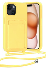 Nomfy Nomfy iPhone 15 Plus Hoesje Pashouder met Koord - Geel