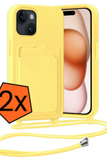Nomfy Nomfy iPhone 15 Plus Hoesje Pashouder met Koord - Geel - 2 PACK
