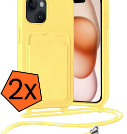 Nomfy Nomfy iPhone 15 Plus Hoesje Pashouder met Koord - Geel - 2 PACK