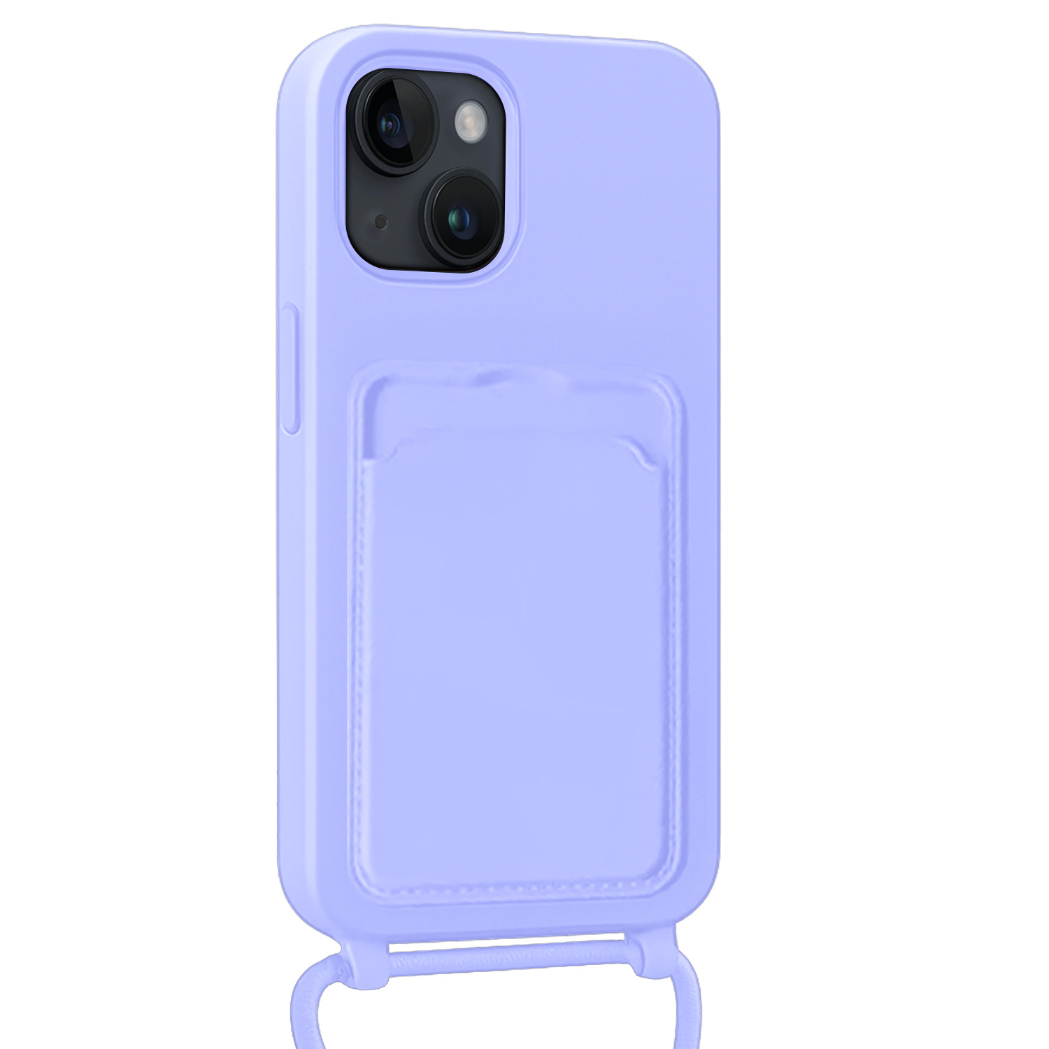 Nomfy Nomfy iPhone 15 Plus Hoesje Pashouder met Koord - Lila - 2 PACK