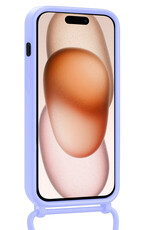 Nomfy Nomfy iPhone 15 Plus Hoesje Pashouder met Koord Met Screenprotector - Lila