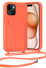 Nomfy Nomfy iPhone 15 Plus Hoesje Pashouder met Koord - Papaya