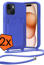 Nomfy Nomfy iPhone 15 Hoesje Pashouder met Koord - Fel Blauw - 2 PACK