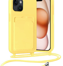 Nomfy Nomfy iPhone 15 Hoesje Pashouder met Koord - Geel
