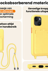 Nomfy Nomfy iPhone 15 Hoesje Pashouder met Koord - Geel