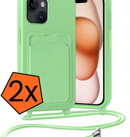 Nomfy Nomfy iPhone 15 Hoesje Pashouder met Koord - Groen - 2 PACK