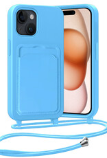 Nomfy Nomfy iPhone 15 Hoesje Pashouder met Koord - Lichtblauw