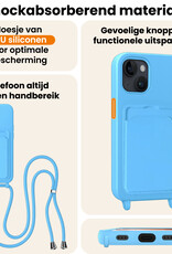 Nomfy Nomfy iPhone 15 Hoesje Pashouder met Koord - Lichtblauw - 2 PACK