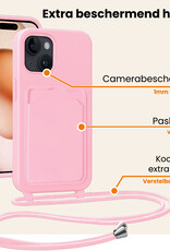 Nomfy Nomfy iPhone 15 Hoesje Pashouder met Koord - Lichtroze - 2 PACK