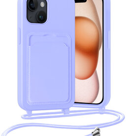 Nomfy Nomfy iPhone 15 Hoesje Pashouder met Koord - Lila