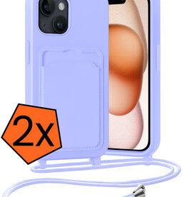 Nomfy Nomfy iPhone 15 Hoesje Pashouder met Koord - Lila - 2 PACK