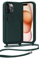 Nomfy Nomfy iPhone 15 Pro Hoesje Pashouder met Koord - Donkergroen