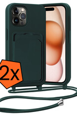 Nomfy Nomfy iPhone 15 Pro Hoesje Pashouder met Koord - Donkergroen - 2 PACK