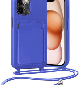 Nomfy Nomfy iPhone 15 Pro Hoesje Pashouder met Koord - Fel Blauw