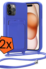 Nomfy Nomfy iPhone 15 Pro Hoesje Pashouder met Koord - Fel Blauw - 2 PACK