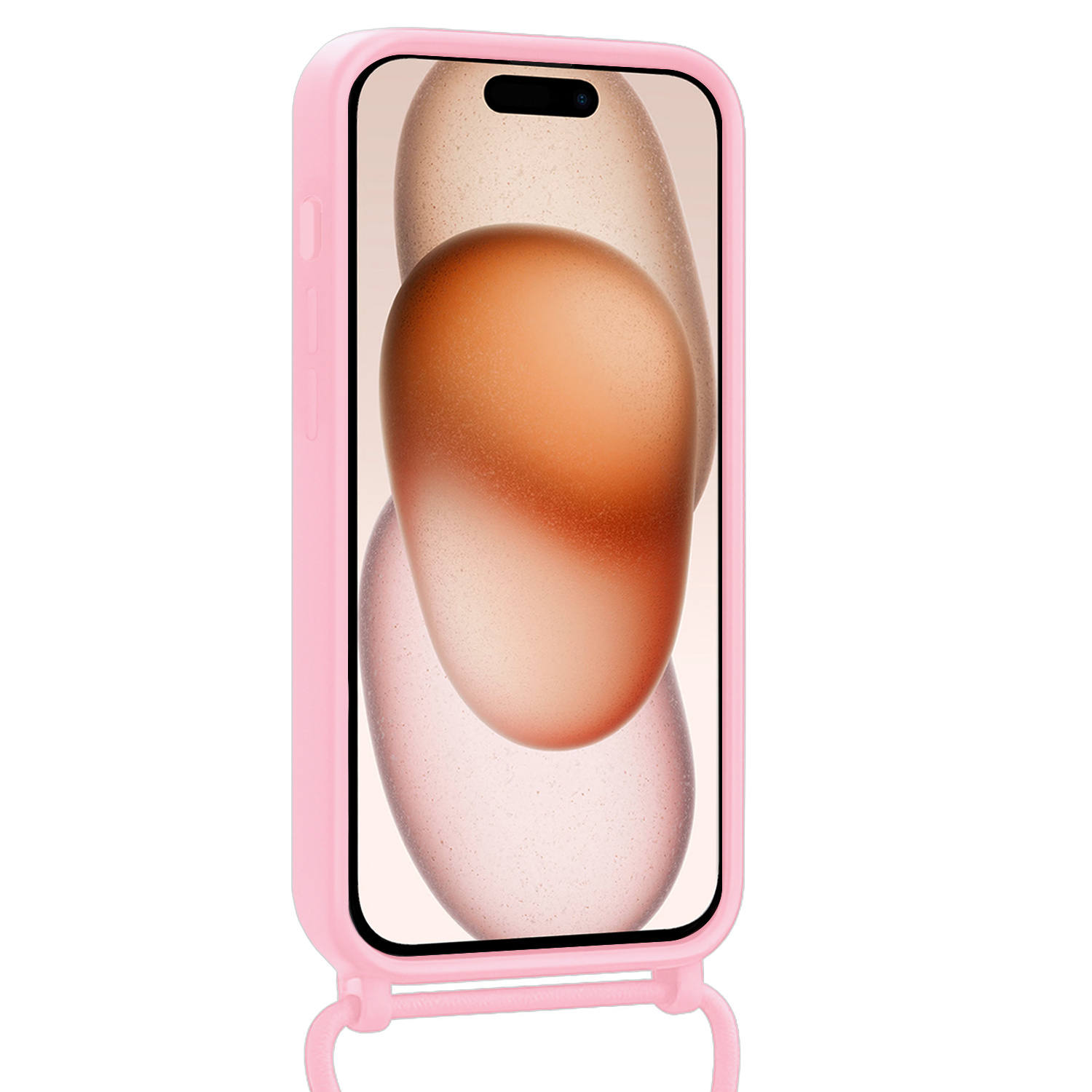 Nomfy Nomfy iPhone 15 Pro Hoesje Pashouder met Koord - Lichtroze