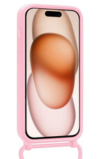 Nomfy Nomfy iPhone 15 Pro Hoesje Pashouder met Koord - Lichtroze - 2 PACK