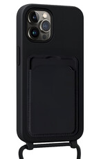 Nomfy Nomfy iPhone 15 Pro Hoesje Pashouder met Koord - Zwart