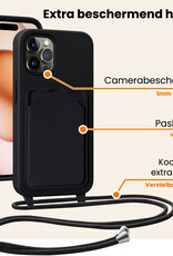 Nomfy Nomfy iPhone 15 Pro Hoesje Pashouder met Koord - Zwart - 2 PACK