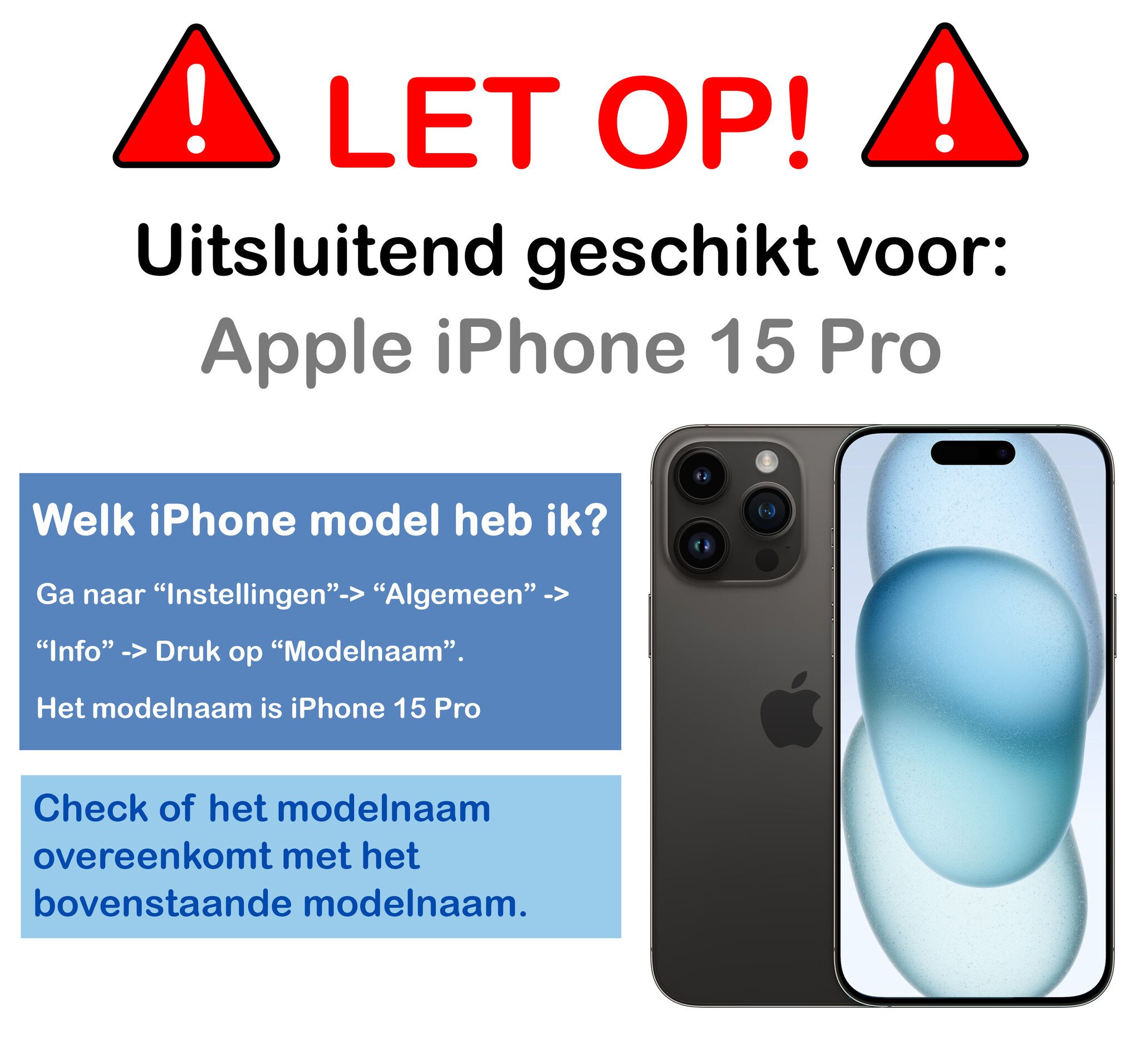 Nomfy Nomfy iPhone 15 Pro Hoesje Pashouder met Koord Met Screenprotector - Zwart