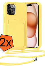 Nomfy Nomfy iPhone 15 Pro Max Hoesje Pashouder met Koord - Geel - 2 PACK