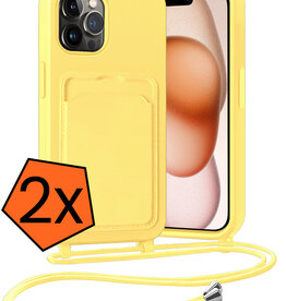 Nomfy Nomfy iPhone 15 Pro Max Hoesje Pashouder met Koord - Geel - 2 PACK