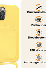Nomfy Nomfy iPhone 15 Pro Max Hoesje Pashouder met Koord - Geel - 2 PACK