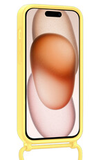 Nomfy Nomfy iPhone 15 Pro Max Hoesje Pashouder met Koord Met 2x Screenprotector - Geel