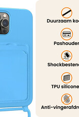 Nomfy Nomfy iPhone 15 Pro Max Hoesje Pashouder met Koord - Lichtblauw - 2 PACK