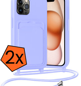 Nomfy Nomfy iPhone 15 Pro Max Hoesje Pashouder met Koord - Lila - 2 PACK