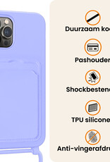 Nomfy Nomfy iPhone 15 Pro Max Hoesje Pashouder met Koord Met 2x Screenprotector - Lila