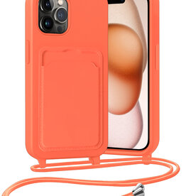 Nomfy Nomfy iPhone 15 Pro Max Hoesje Pashouder met Koord - Papaya