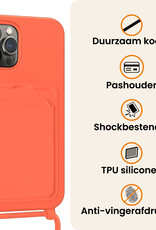 Nomfy Nomfy iPhone 15 Pro Max Hoesje Pashouder met Koord - Papaya