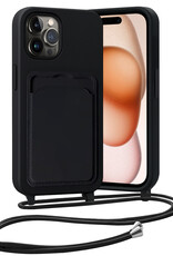 Nomfy Nomfy iPhone 15 Pro Max Hoesje Pashouder met Koord - Zwart