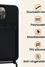 Nomfy Nomfy iPhone 15 Pro Max Hoesje Pashouder met Koord - Zwart